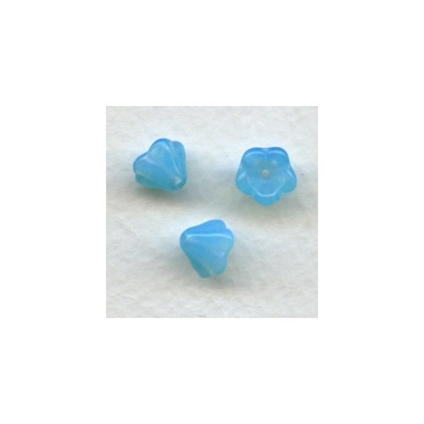 Opal Turquoise Glass Bead Caps Tulip Beads 6x8mm (24)