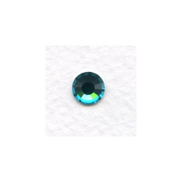 Round Blue Zircon Foiled Rhinestones Flat Back ss34 (12)