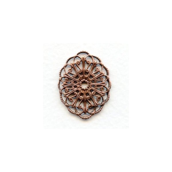 Filigree Ornate Oval 29x22mm Oxidized Copper (6)