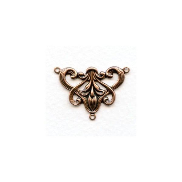 Art Nouveau Style Floral Connector Oxidized Copper (4)
