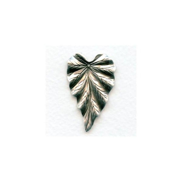 Large Leaf with Hole Oxidized Silver 38mm (6)