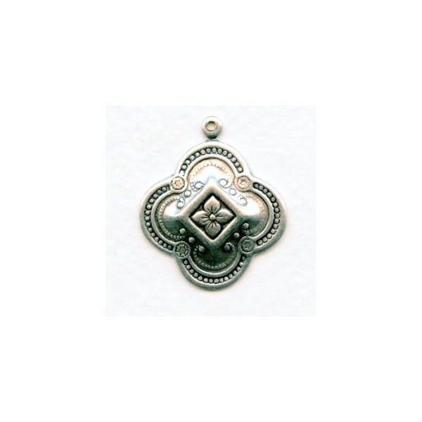 Quatrefoil Medallion Pendants 23mm Oxidized Silver (6)