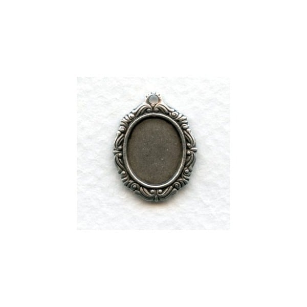 Ornate Detailed Setting 12x10mm Oxidized Silver (12)