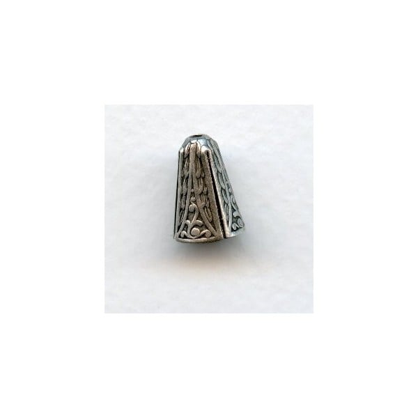 Fancy Oxidized Silver Bead Cone Caps 10mm (6)