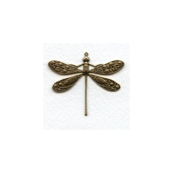 Victorian Style Dragonfly Oxidized Brass 41mm (1)