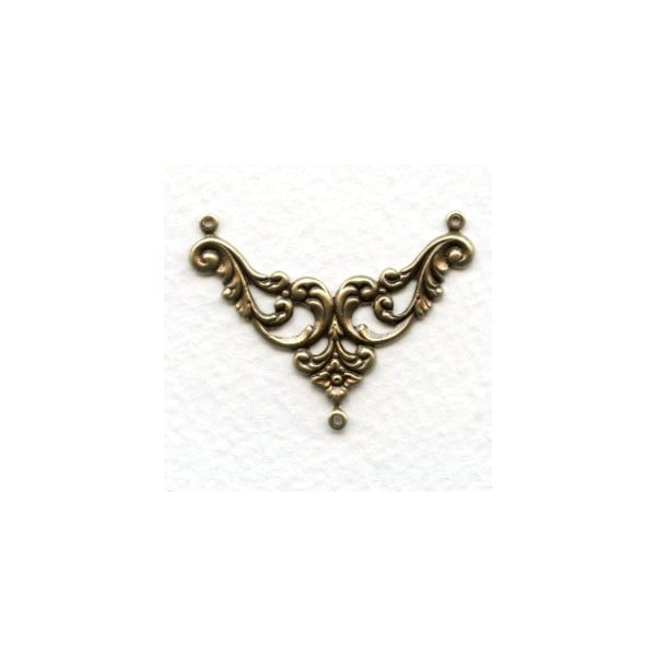 Floral Openwork Connectors Oxidized Brass (6)