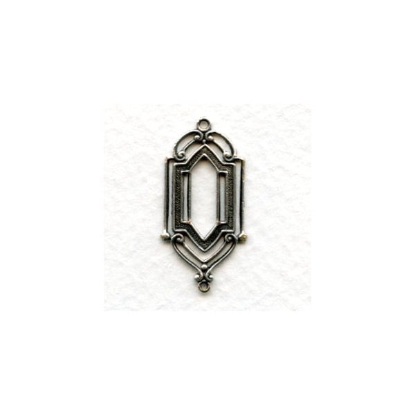 Stained Glass Window Style Connector Oxidized Silver (6)