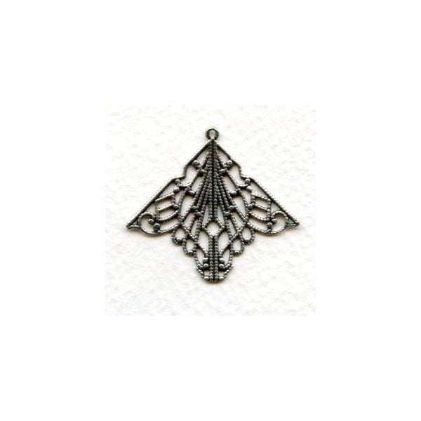 Filigree Pendant Square Shapes 30mm Oxidized Silver (6)