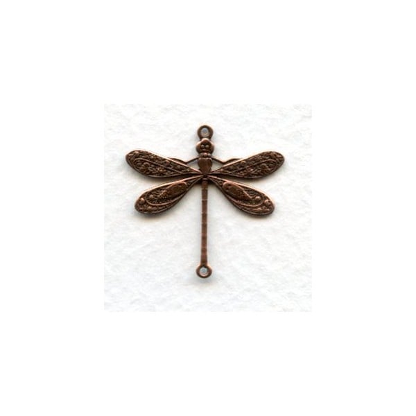 Victorian Style Dragonfly Connectors Oxidized Copper 24mm (3)