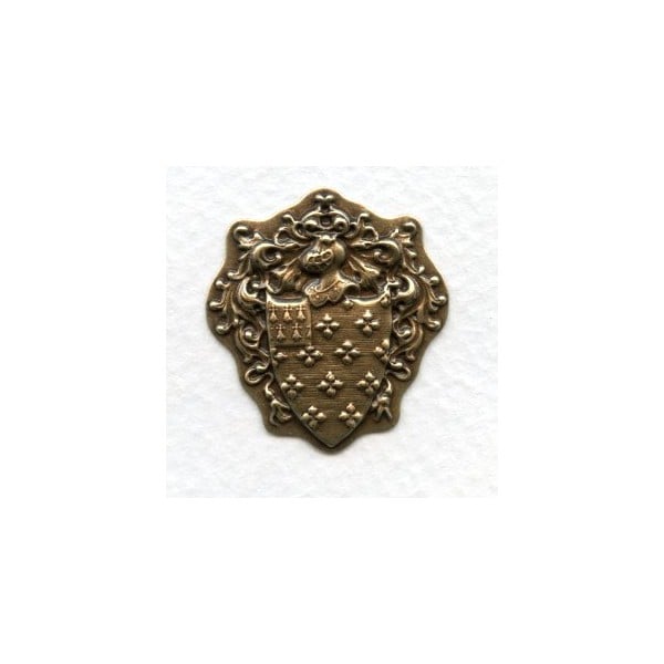 Royal Knight Crest Oxidized Brass Stampings (6)