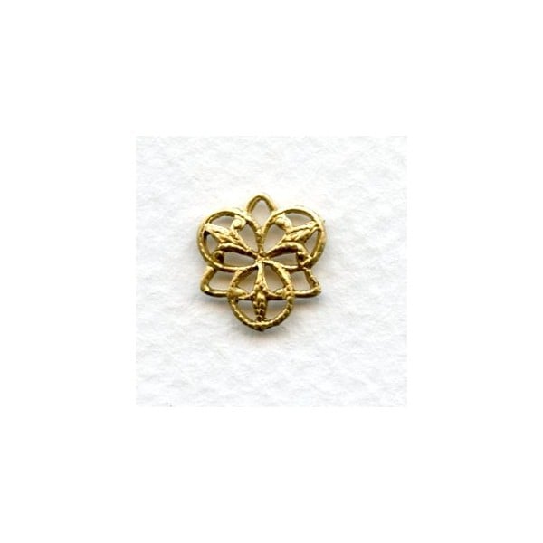 Small Connector Three Petal Filigree Raw Brass 11mm (12)