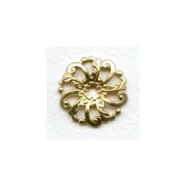 Swirls and Floral Dapt Filigree Raw Brass 24mm (6)