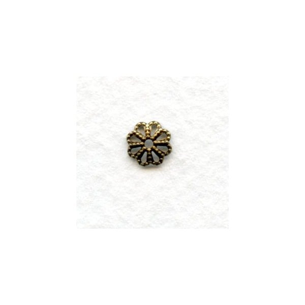 Flower Shaped 6mm Oxidized Brass Filigree Bead Caps (30)