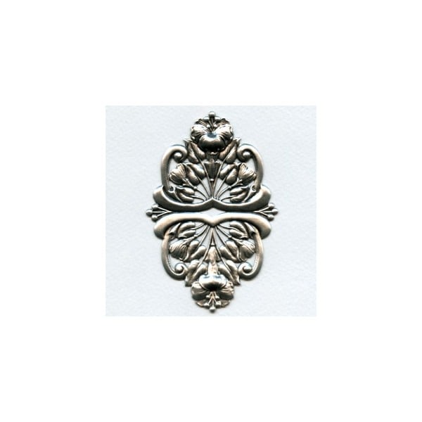 Floral Oval Stamping Oxidized Silver 95mm (1)