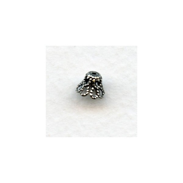 Bell Shape Filigree Bead Caps 7mm Oxidized Silver (30)