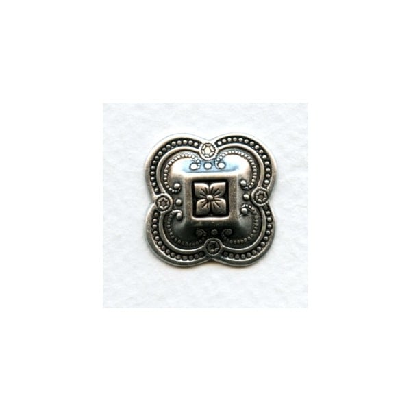Quatrefoil Oxidized Silver Stampings 20mm (6)
