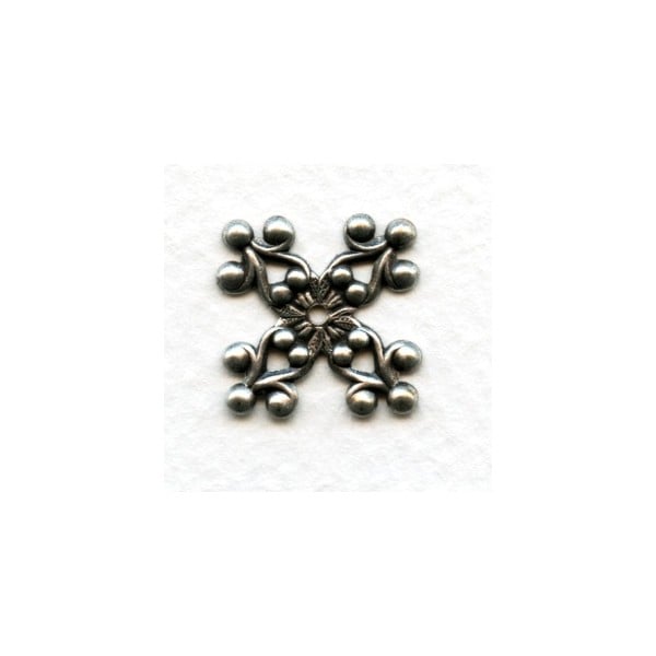 Ornate Prongs Stamping Oxidized Silver 17mm