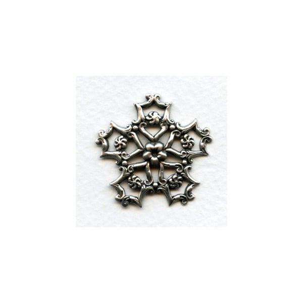 Floral Star Stamping Oxidized Silver 31mm (3)