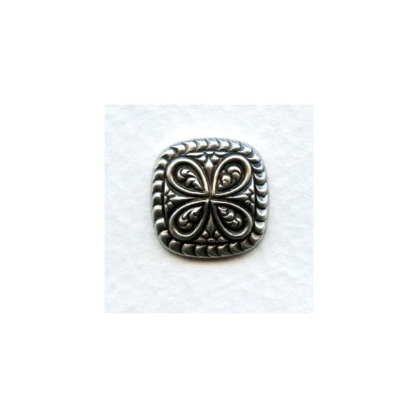 Intricate Cushion Square 15mm Oxidized Silver (12)