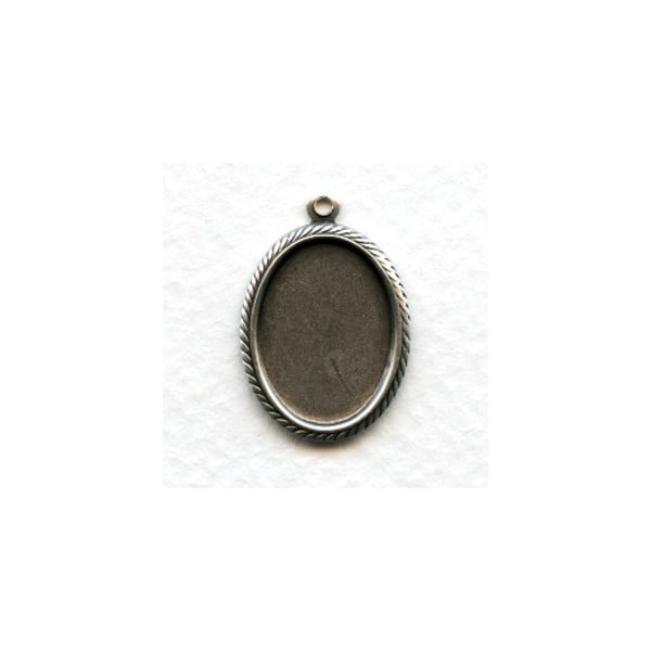Rope Edge Settings 18x13mm Oxidized Silver (6)