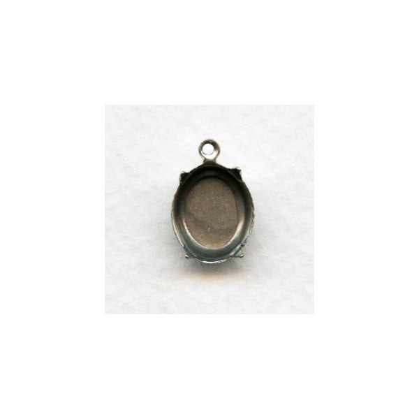 Oval Settings with Loop 12x10mm Oxidized Silver (12)