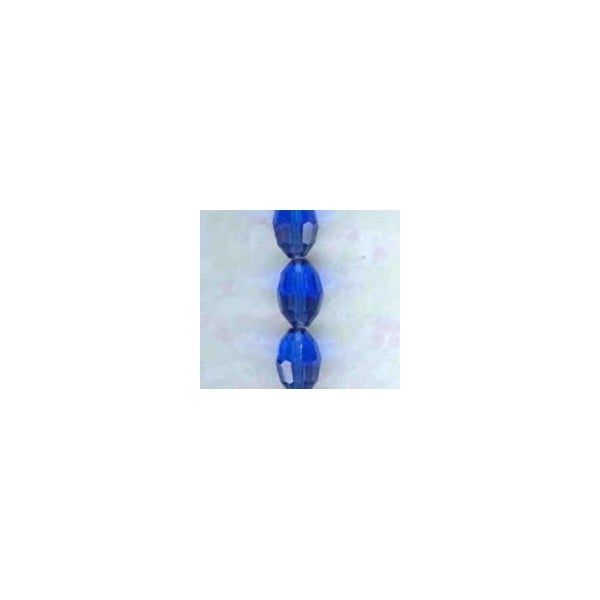 ^Oval Faceted Glass Beads Sapphire 11x8mm