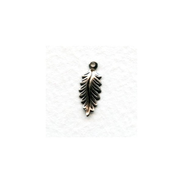 Leaf Pendant Oxidized Silver 16mm with a Loop (12)