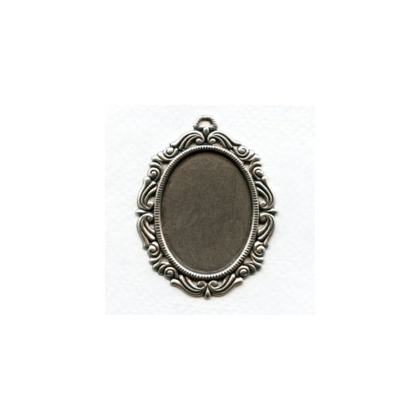 Ornate Style Settings 40x30mm Oxidized Silver (2)
