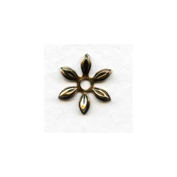 Cut Out Detail Petals Flower Bead Caps Oxidized Brass (12)