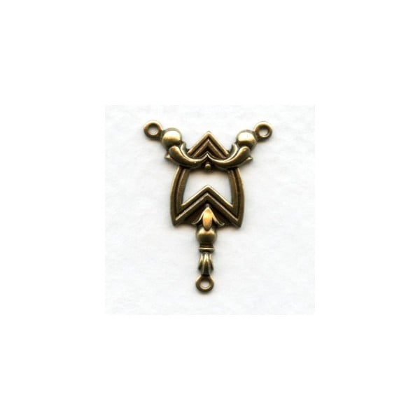 Elaborate Chevron 3 Loop Connectors Oxidized Brass (2)