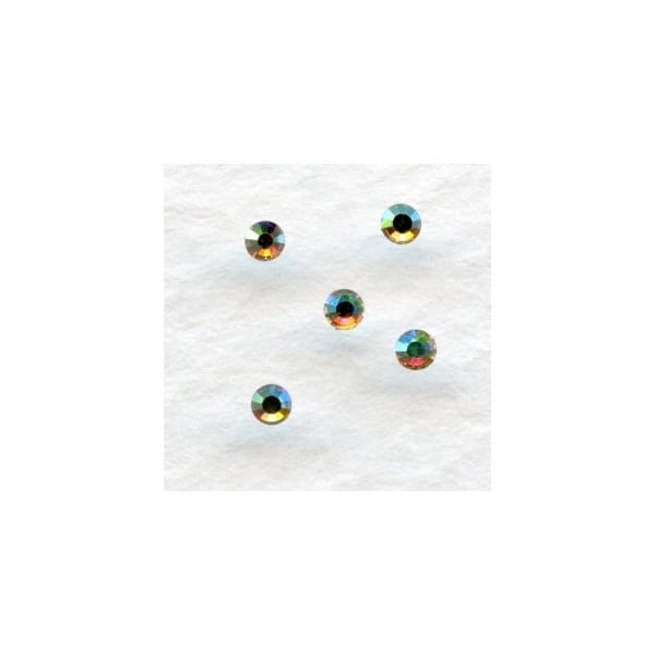 ^Round Crystal AB Foiled Rhinestones Flat Back ss6