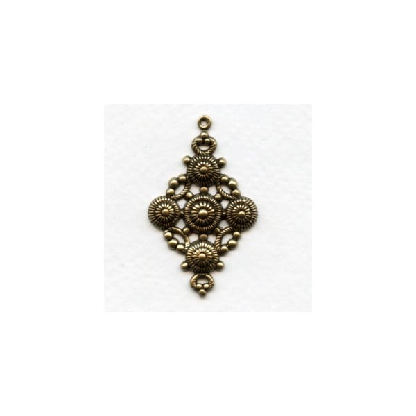 Large Oxidized Brass Pendant Drops 42mm (6)
