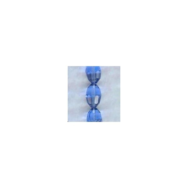 ^Oval Faceted Glass Beads Light Sapphire 11x8mm