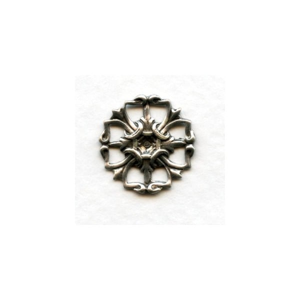 Small Openwork Oxidized Silver Stampings 16mm (4)