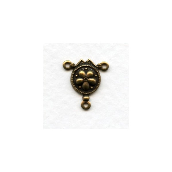 Fancy Three Loop Connectors 14mm Oxidized Brass (6)