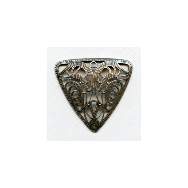 Domed Filigree 37mm Triangle Oxidized Silver