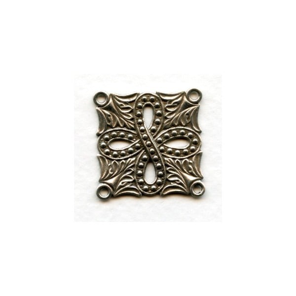 Connector Squares 4 Loops Oxidized Silver 26mm