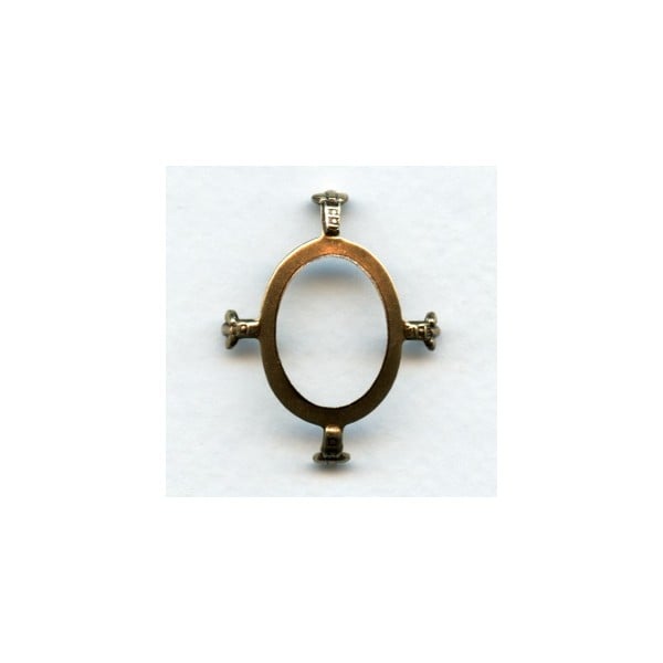 Open Back Turtle Prong Settings 25x18mm Oxidized Brass (3)