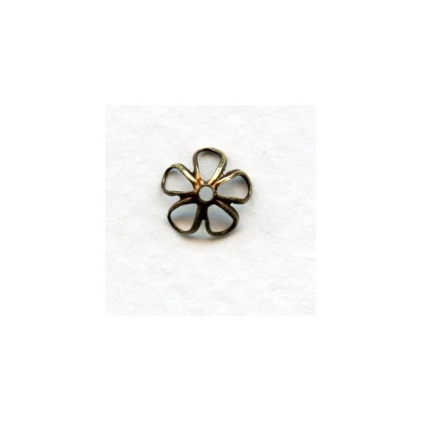 Retro Flower Power Bead Caps 7.5mm Oxidized Brass (12)