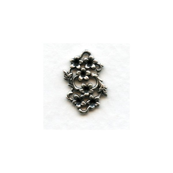 Floral Connector to Set Stones Into Oxidized Silver (6)