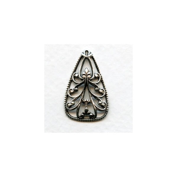 Ornate Filigree Pendants Oxidized Silver 25mm (6)