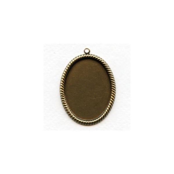 ^Rope Edge Setting Oxidized Brass with Loop 40x30mm (3)