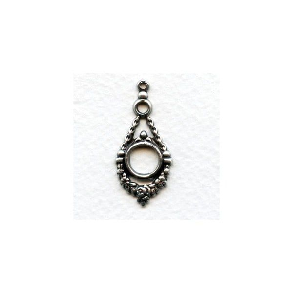 Louis XIV Style Oxidized Silver Pendant Drops (6)