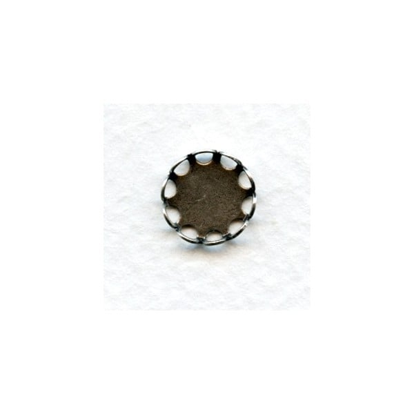 Lace Edge Settings for 9mm Rounds Oxidized Silver (12)