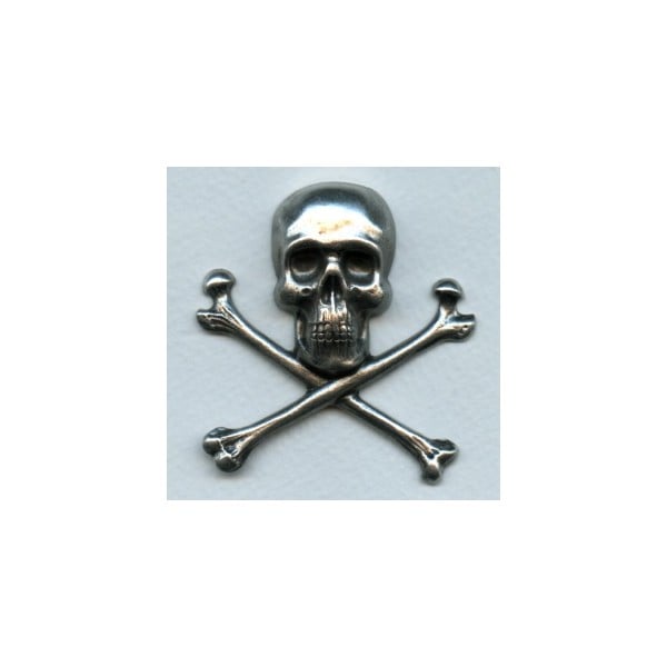 Large Skull and Crossbones Oxidized Silver 55mm (1)