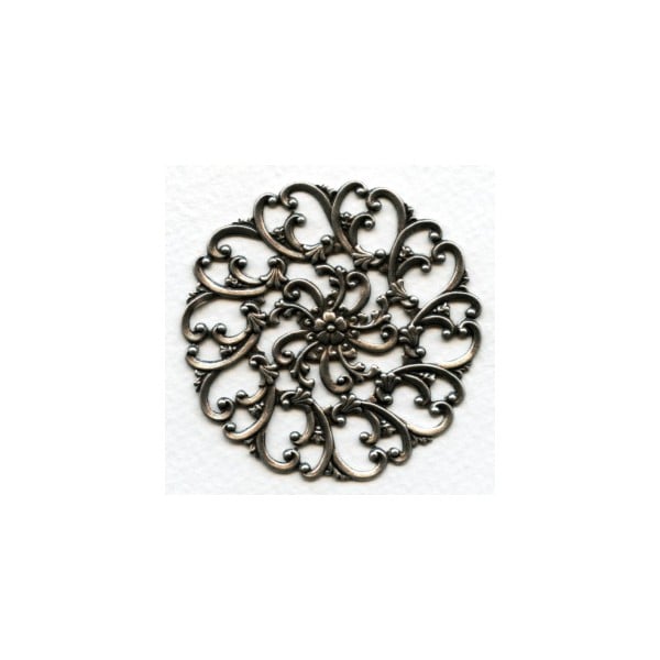 Swirls and Floral Flat Filigree Oxidized Silver 57mm (1)