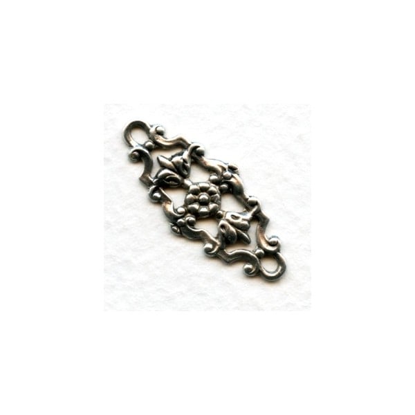Fancy Floral Connectors Oxidized Silver 29mm (6)