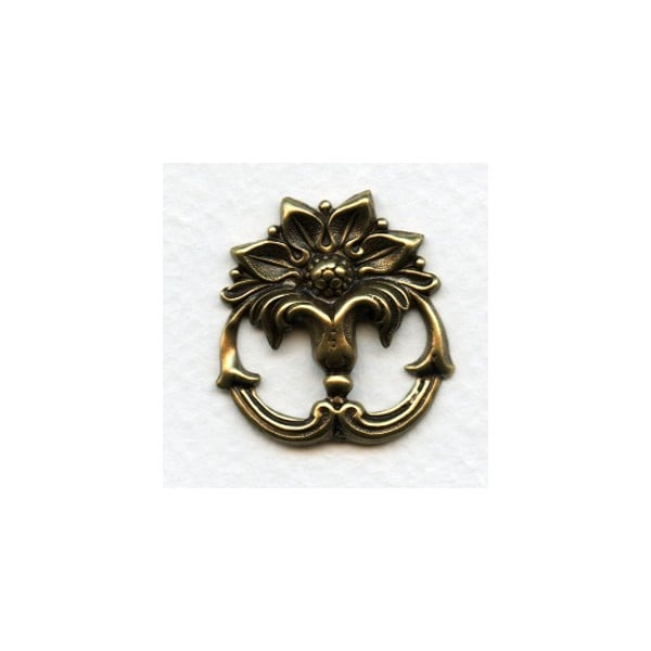 Art Nouveau Style Embellishment 27mm Oxidized Brass