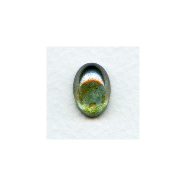 Green Luster Effect Glass Cabs 14x10mm