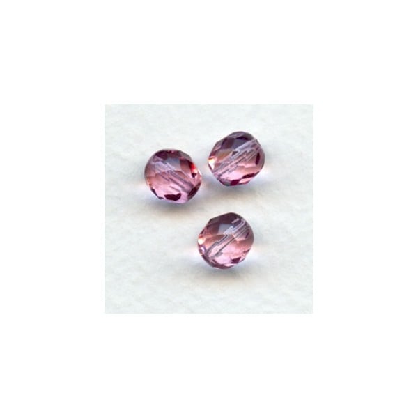 Cranberry Fire Polished Round Faceted Beads 8mm